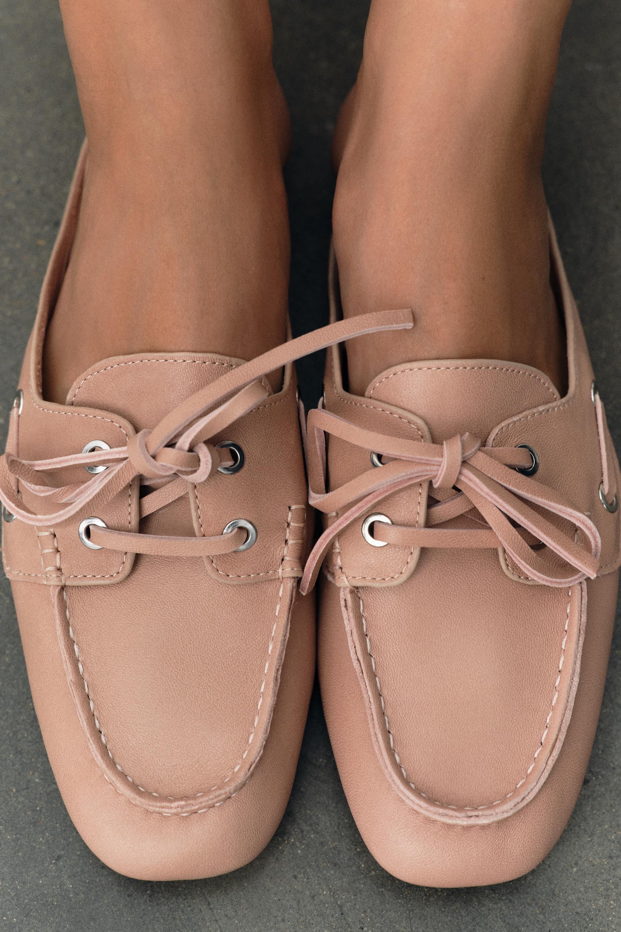 LEATHER SLINGBACK DECK SHOES | Zara US