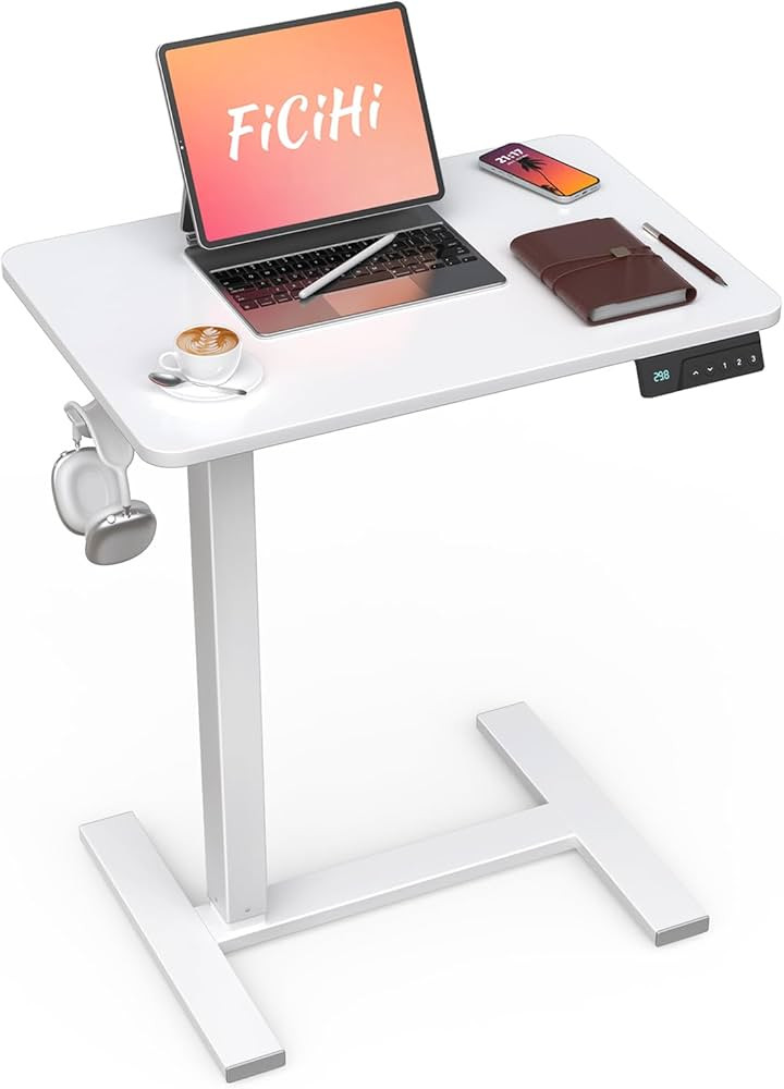 FiCiHi Small Electric Standing Desk - Adjustable Height Bedside Laptop Table with Wheels, Mobile,... | Amazon (US)