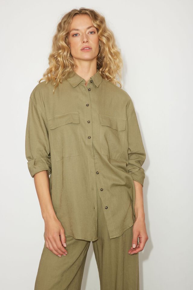 Renoir Long Sleeve Linen Shirt | Dynamite Clothing