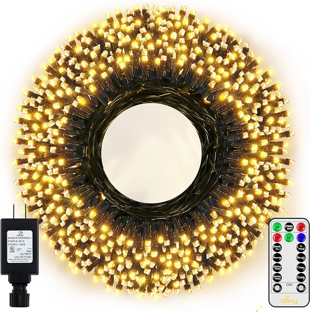 Ollny Christmas Lights, 500LED 164FT Long Christmas Tree Lights with 8 Modes Remote Timer IP44 Wa... | Amazon (US)