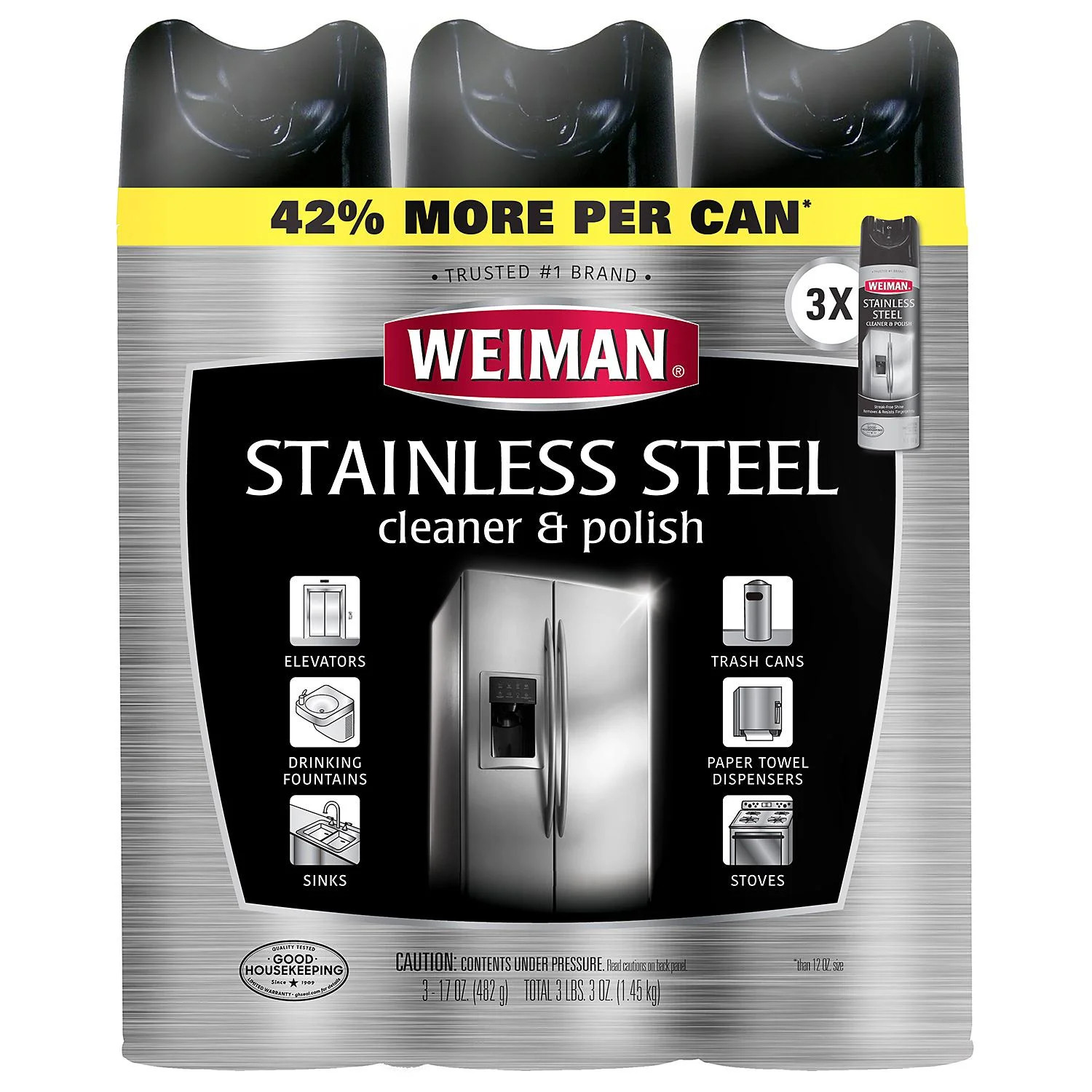 Weiman Stainless Steel Cleaner & Polish (17oz.,3pk.) by Weiman | Walmart (US)