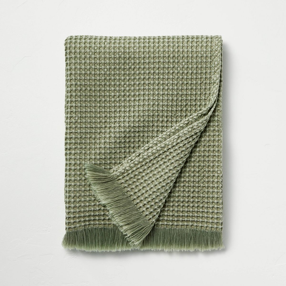 Waffle Knit Throw Blanket Washed Green - Hearth & Hand™ with Magnolia | Target