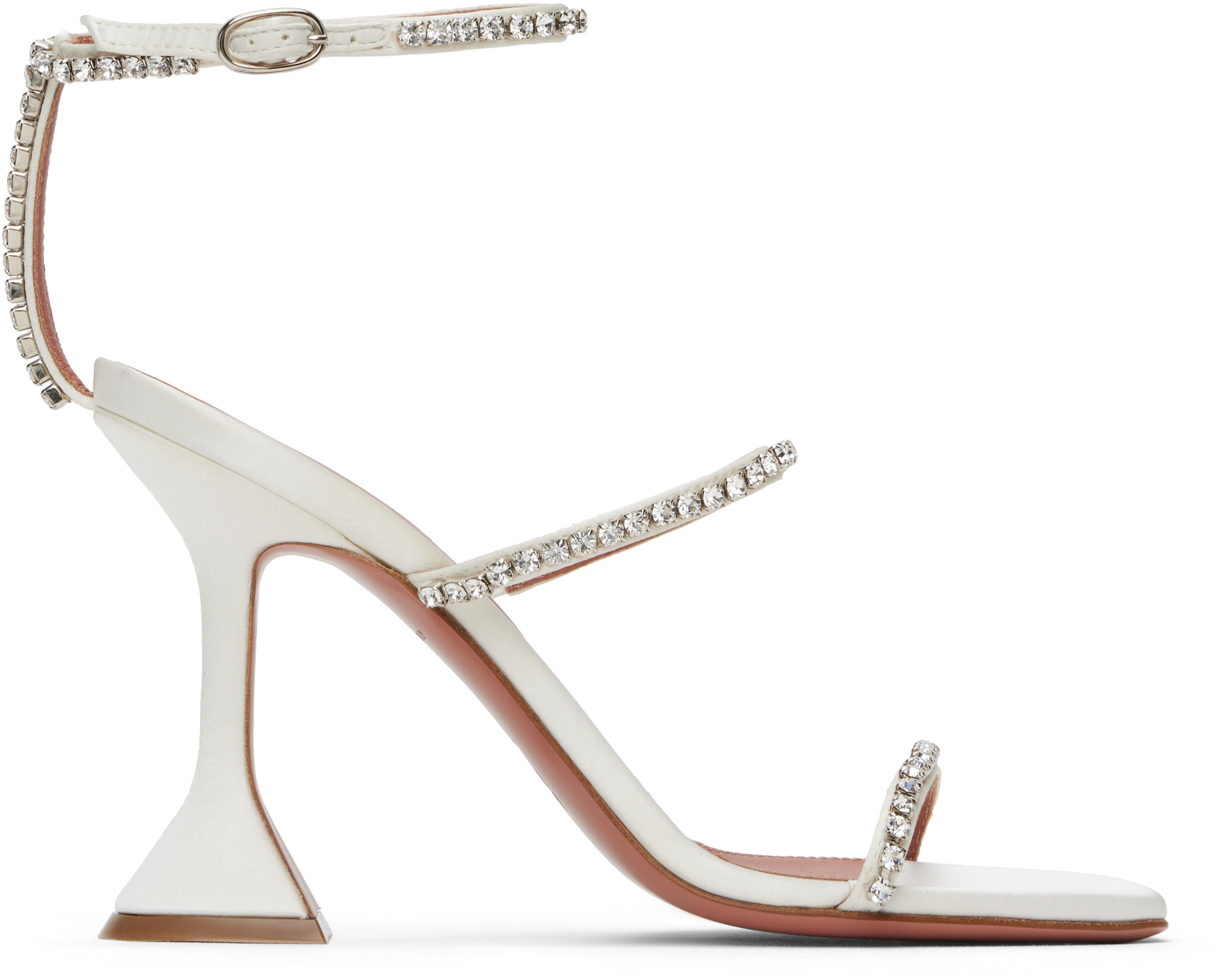 Amina Muaddi White Gilda Heeled Sandals | SSENSE
