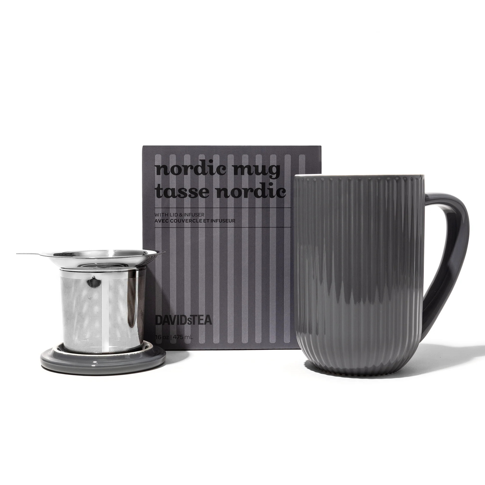 Sesame Grey Ribbed Nordic Mug | DAVIDsTEA