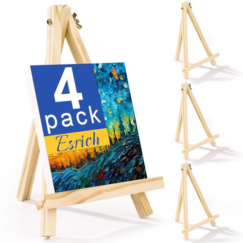 ESRICH 4 PCS 9 Inch Wood Easels, Easel Stand for Painting Canvases, Art and Crafts, Tripod, Painting Party Easel, Kids Student Tabletop Easels for Painting, Portable Canvas Photo Picture Sign Holder | Amazon (US)