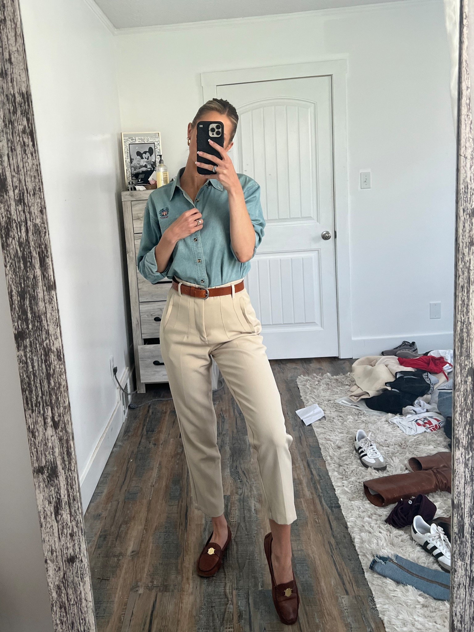 I took these Amazon dress pants to my seamstress and had her add belt loops and it was the BEST decision! The top is a vintage hand me down from my mom and my Ralph Lauren loafers have been with me since 2015?!?!!! 

#LTKWorkwear