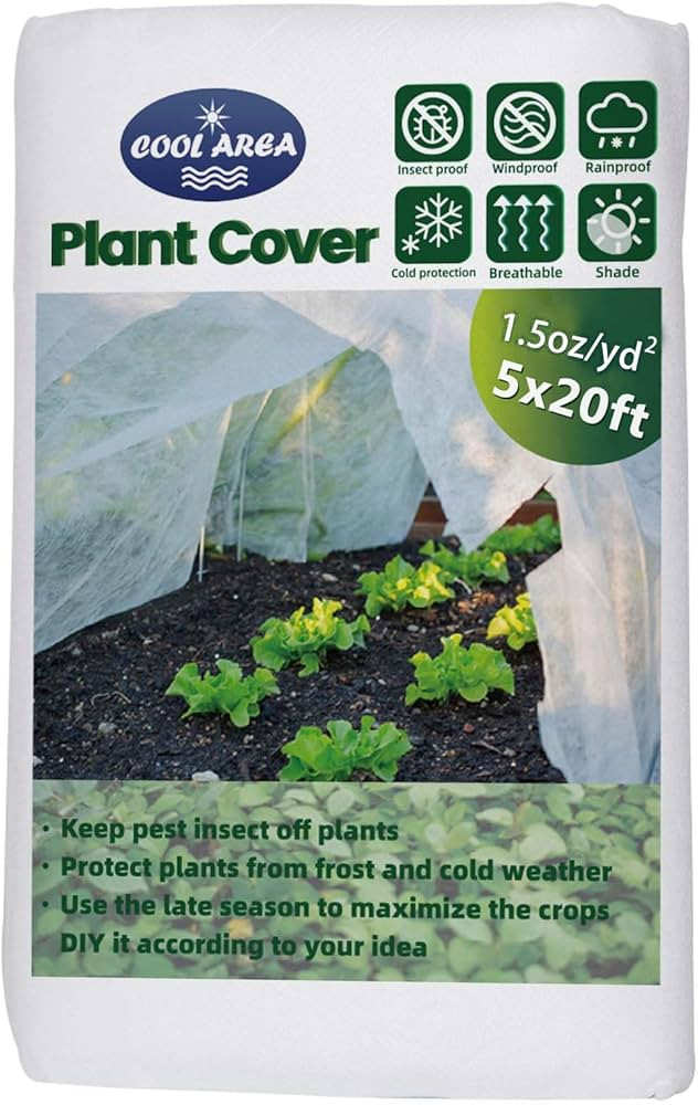 Cool Area Plant Covers Freeze Protection 5 FT x 20 FT 1.5oz Frost Cloth Blanket Floating Row Cove... | Amazon (US)