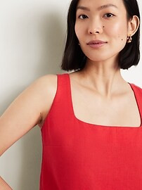 Square-Neck Linen-Blend Crop Tank Top | Old Navy (US)