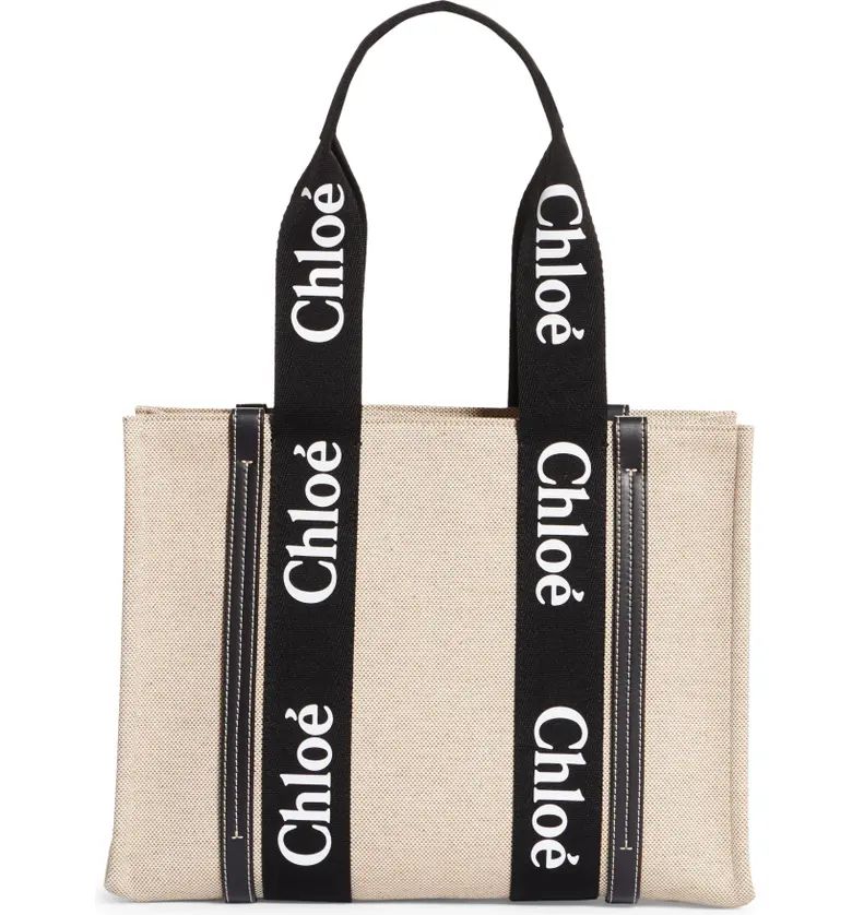 Chloé Medium Woody Logo Strap Canvas Tote | Nordstrom | Nordstrom