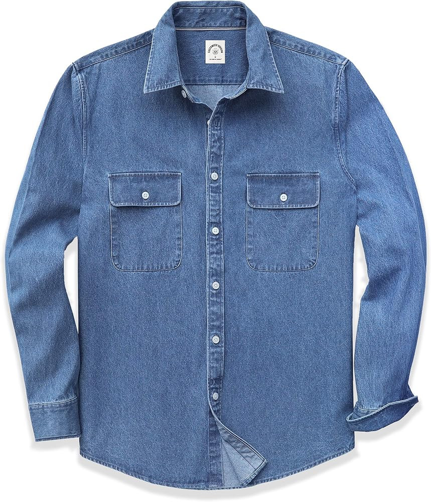 Dubinik® Denim Shirt Men Mens Denim Shirts Long Sleeve Mens Denim Button Down Shirt Cotton Regul... | Amazon (US)