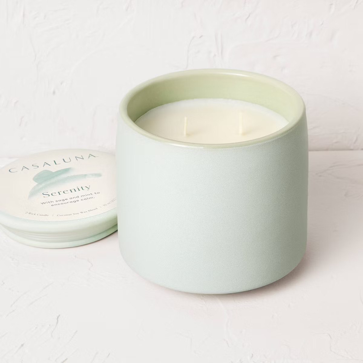 2 Wick Ceramic Jar Candle with Lid Serenity - Casaluna™ | Target