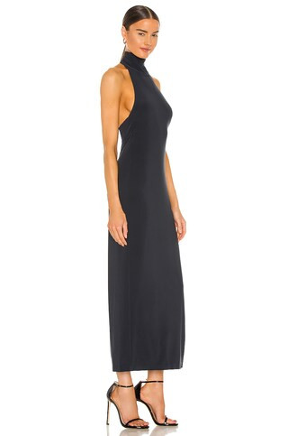 Norma Kamali Halter Turtle Side Slit Gown in Pewter from Revolve.com | Revolve Clothing (Global)