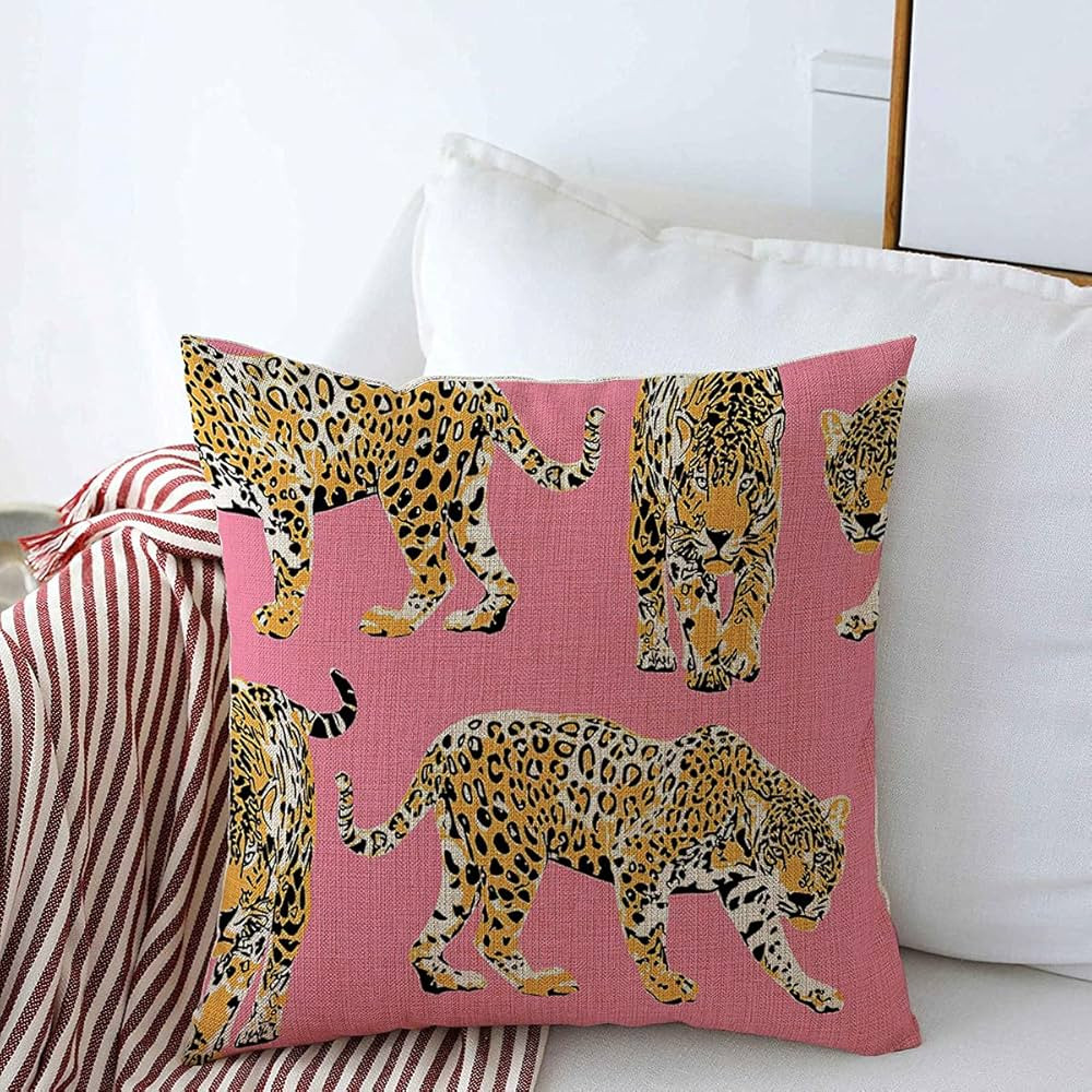 Amazon.com: Torianna Decorative Throw Pillow Cushion Covers for Couch Pattern Different Cheetah W... | Amazon (US)