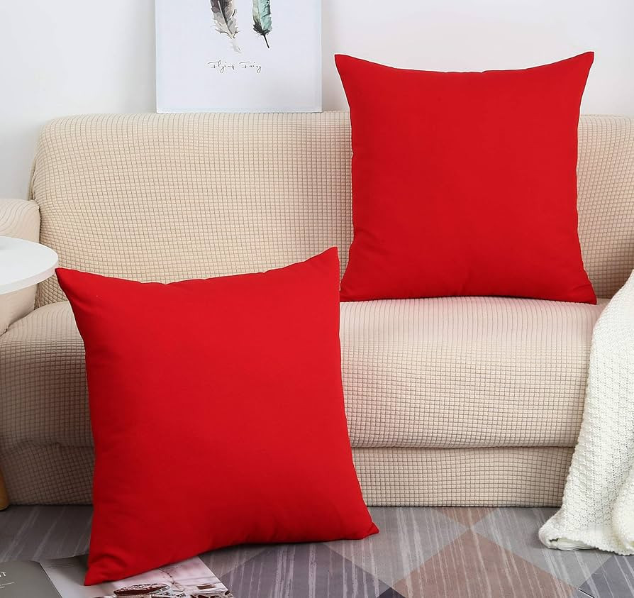 TangDepot Handmade Decorative Solid 100% Cotton Canvas Throw Pillow Covers/Pillow Shams, (22"x22"... | Amazon (US)