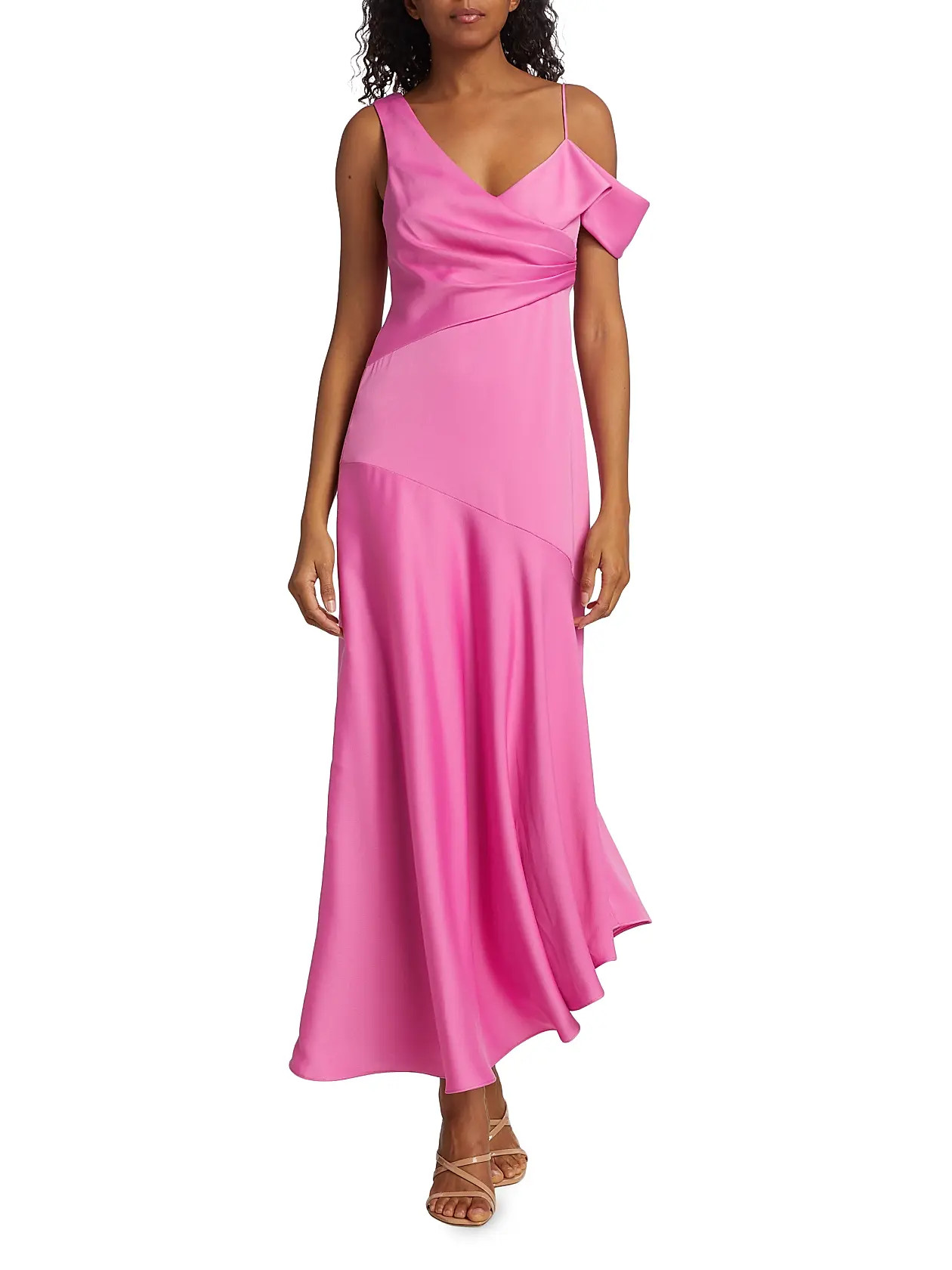Marin Satin Asymmetric Midi-Dress | Saks Fifth Avenue