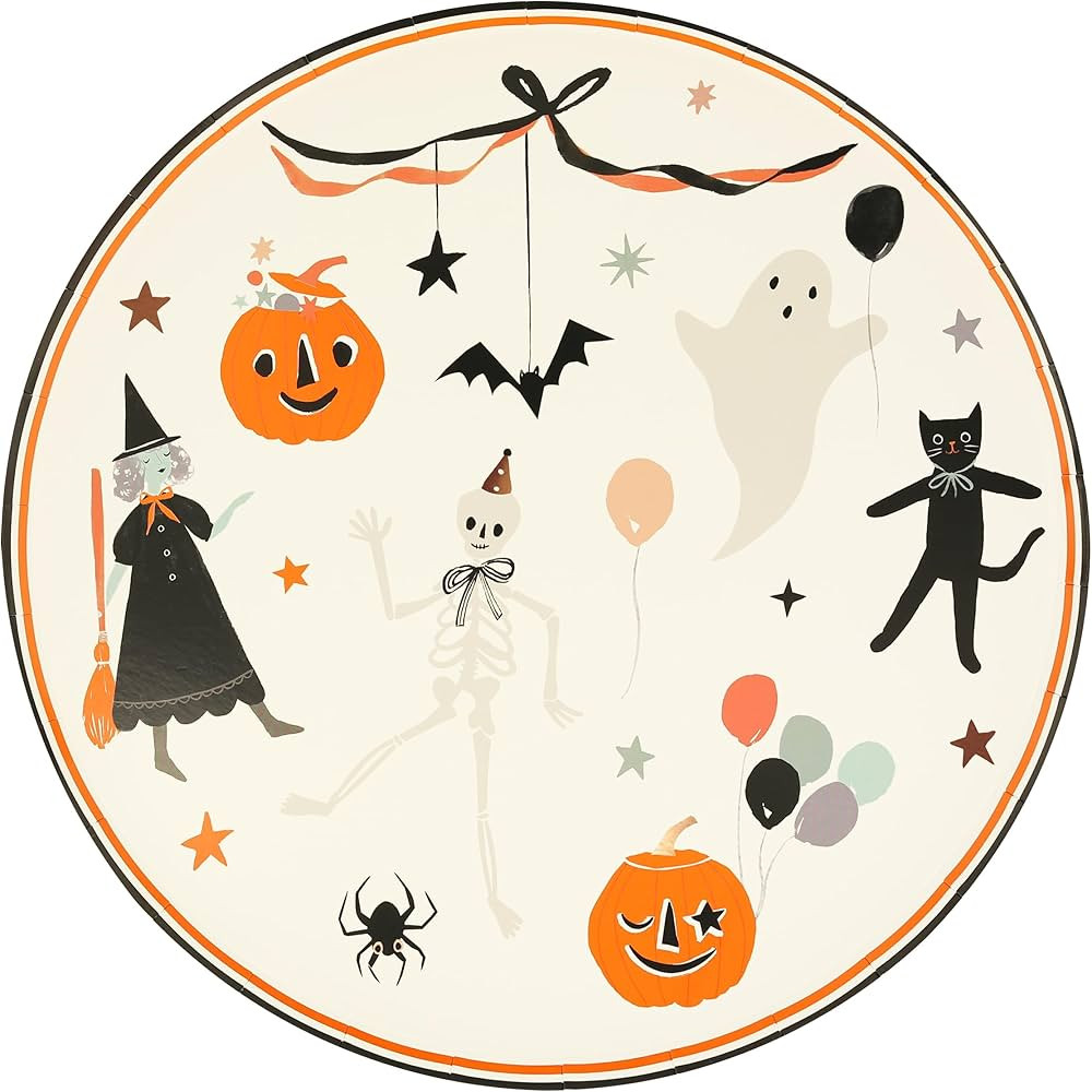 Meri Meri It's Halloween! Paper Plates (Pack of 8), Vintage-Design Disposable Halloween Party Pla... | Amazon (US)