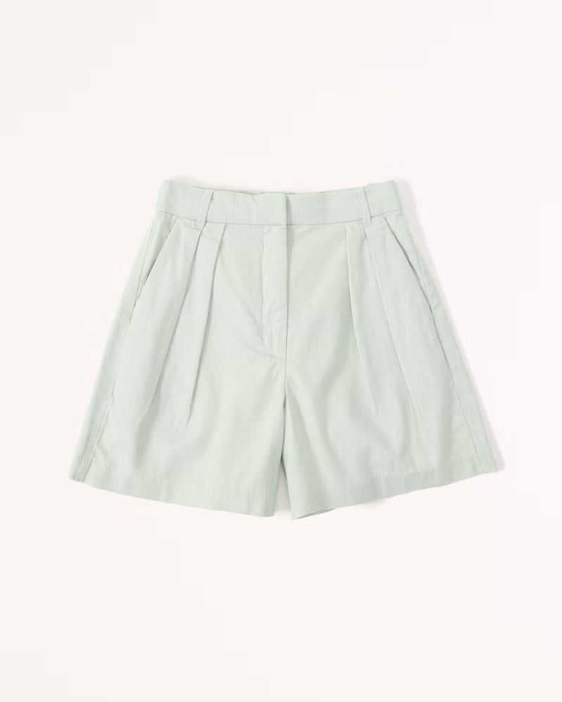 Ultra High Rise Linen-Blend Tailored Short | Abercrombie & Fitch (US)