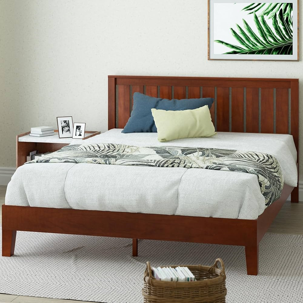 ZINUS Vivek Deluxe Wood Platform Bed Frame with Headboard / Wooden Slat Support / No Box Spring N... | Amazon (US)
