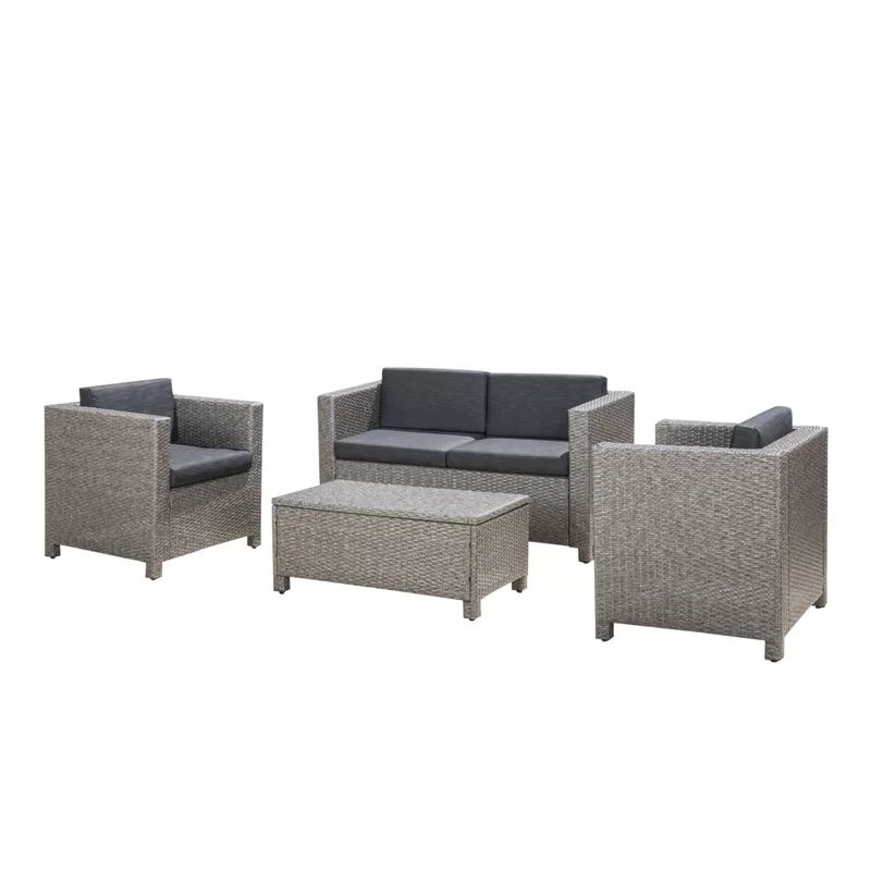 Mitchall 4 Piece Rattan Sofa Seating Group with Cushions | Wayfair North America