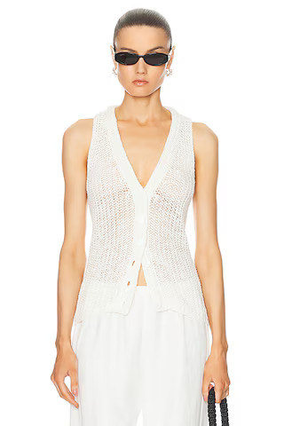 Linen Open Knit Vest | FWRD 