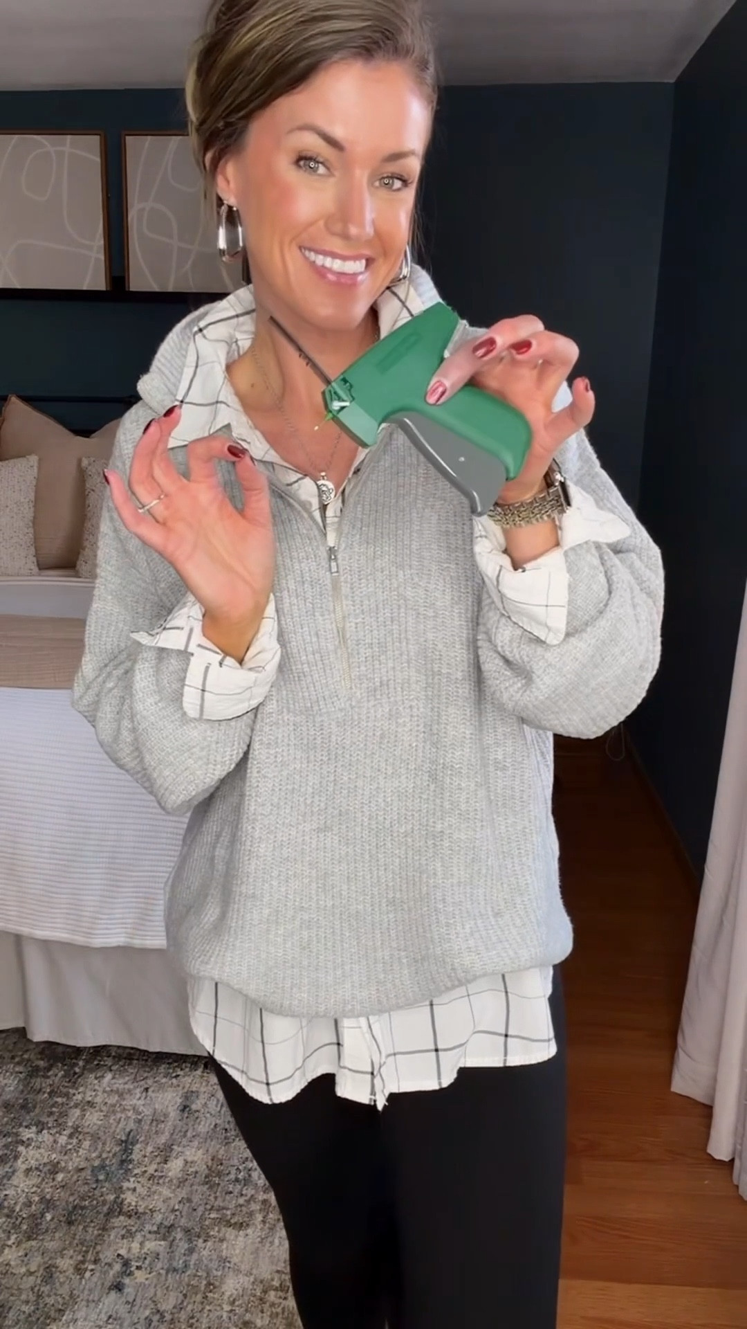 Comfy but make it cute 😊 
Button down / sized up to large 
Quarter zip/medium
Leggings/ s-m

#LTKSeasonal #LTKootd #LTKmomlife