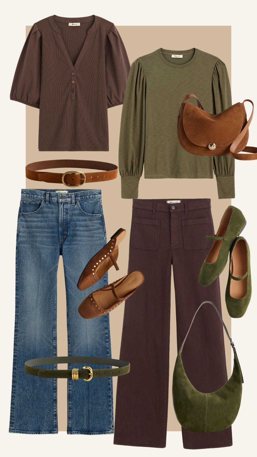 Madewell Labor Day sale, warm wash jeans, autumn jeans, classic style, casual style, Henley, puff sleeve, long sleeve tee, elevated tee shirt, suede bag, olive green, moss green, dark green, Hunter green, Mary Jane, mules, ballet flats, side belt, brown, espresso, chocolate, dark brown wide leg pants, brown jeans, pumpkin patch, fall festival, apple picking, fall, october, Thanksgiving, teacher style, midsize, size 8

True autumn, dark autumn, soft autumn, HOC autumn, house of colour autumn, color analysis 

#LTKOver40 #LTKFindsUnder100 #LTKxMadewell