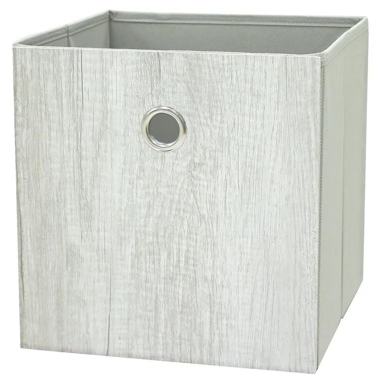 Mainstays Collapsible Fabric Cube Storage Bin (10.5" x 10.5"), Grey Wood Grain - Walmart.com | Walmart (US)