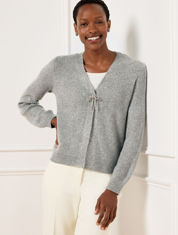 Bow Trim V-Neck Cardigan | Talbots