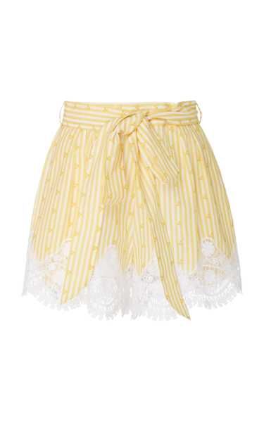 Liana Striped Lace-Trimmed Cotton Shorts | Moda Operandi (Global)