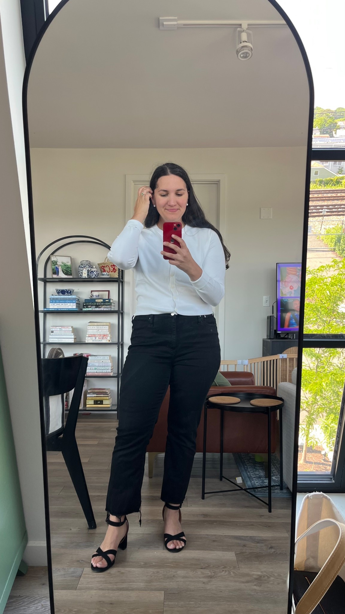 What I wore today as a 33-year-old who works from home and loves classic style. 🤍

I’m wearing:
• White Jackie Cardigan from J. Crew (Size Large)
• Black Bootleg Jeans from J. Crew (Size 31)
• Black Margaux City Sandal

#LTKFindsUnder100 #LTKSummerEdit #LTKMidsize