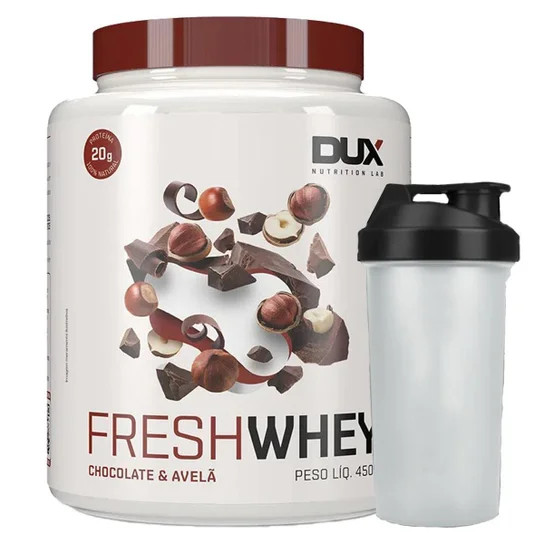 Combo Fresh Whey Conc. Isolado Hidrolisado Chocolate belga e Avela 450g + Coqueteleira Dux Nutrit... | Netshoes (BR)
