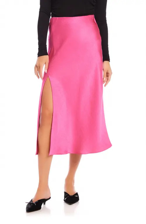 FIFTEEN TWENTY Brielle Satin Midi Skirt in Bright Pink at Nordstrom, Size Small | Nordstrom