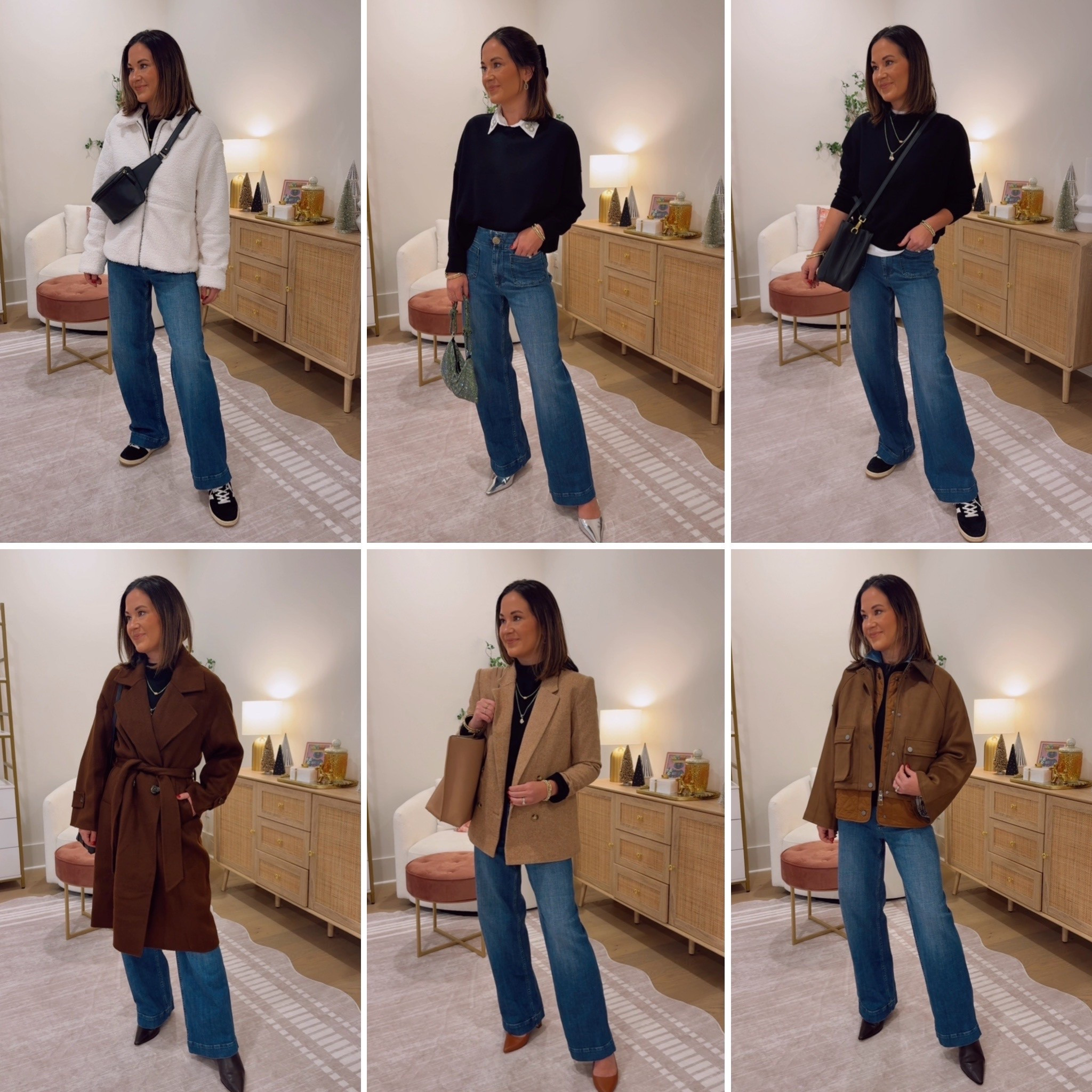 One base look (black alani sweater and Colette jeans from Anthropologie) styled 6 ways this season! If you have the right basics it’s so much easier to put outfits together from casual to dressier looks! Lots of the items I’m wearing are on sale too! 

#LTKHoliday #LTKootd #LTKCyberWeek