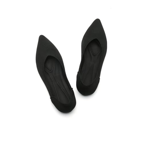 Deehuion Women's Flats Shoes Pointed Toe Knit Ballet Comfortable Slip On Dressy Mesh Woman Classic Softable Walking Shoes 088-black-40 | Amazon (US)