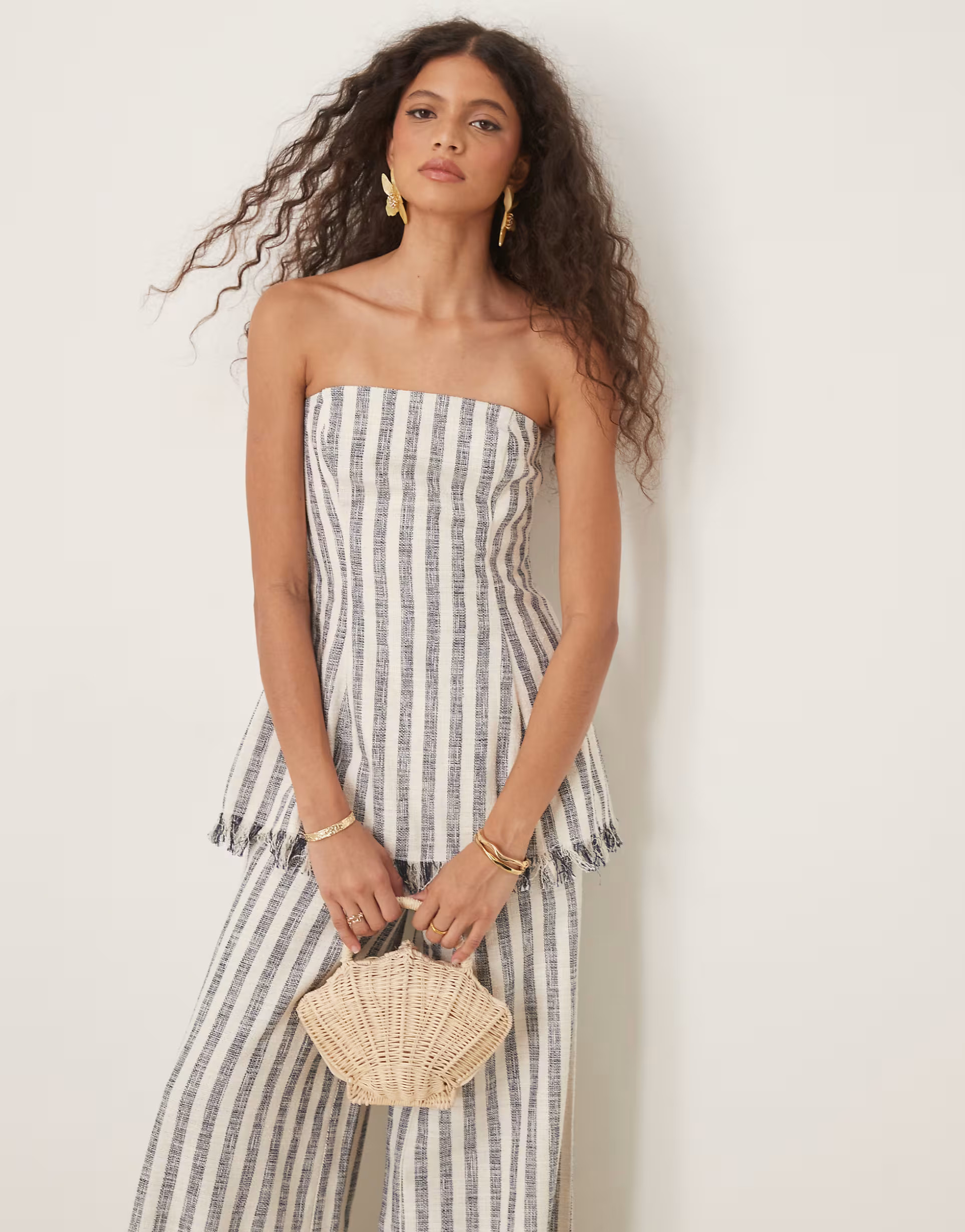 ASOS DESIGN tailored boucle top co-ord in blue stripe | ASOS (Global)