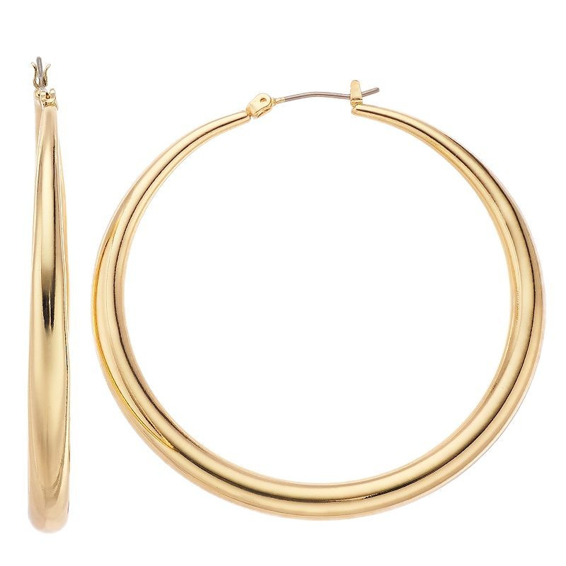 Nine West Gold Tone Tubular Hoop Earrings, Women's | Kohl's