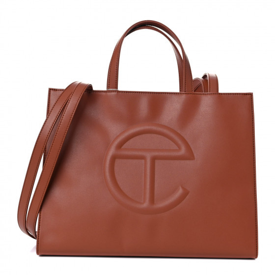 TELFAR Vegan Leather Medium Shopping Bag Tan | FASHIONPHILE | Fashionphile