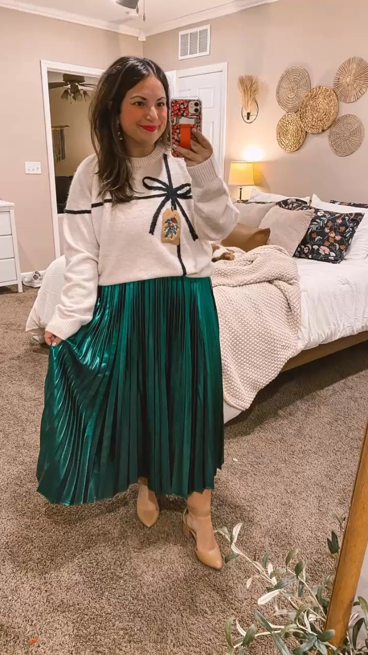 ✨ Feeling merry and bright in this festive fit! 🎄❤️ Can you believe this skirt is from Walmart?! Who else is ready to wrap up the year in style?

heels: fit a tad oversized // wearing a 5
skirt: fits oversized // wearing a large
sweater: fits oversized // wearing a large 

 #LTKHoliday #LTKFindsUnder50 #LTKStyleTip