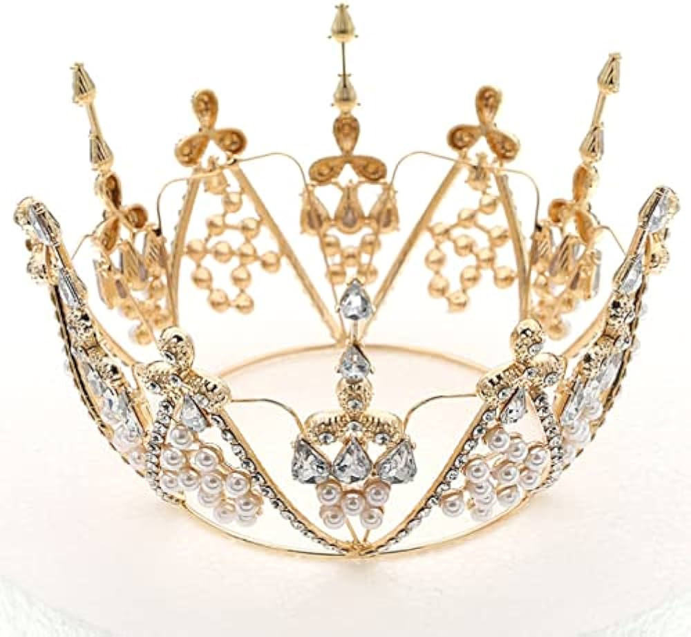 LEEMASING Vintage Crown Princess Topper Rhinestone Pearl Hair Ornaments For Wedding Birthday Baby... | Amazon (US)