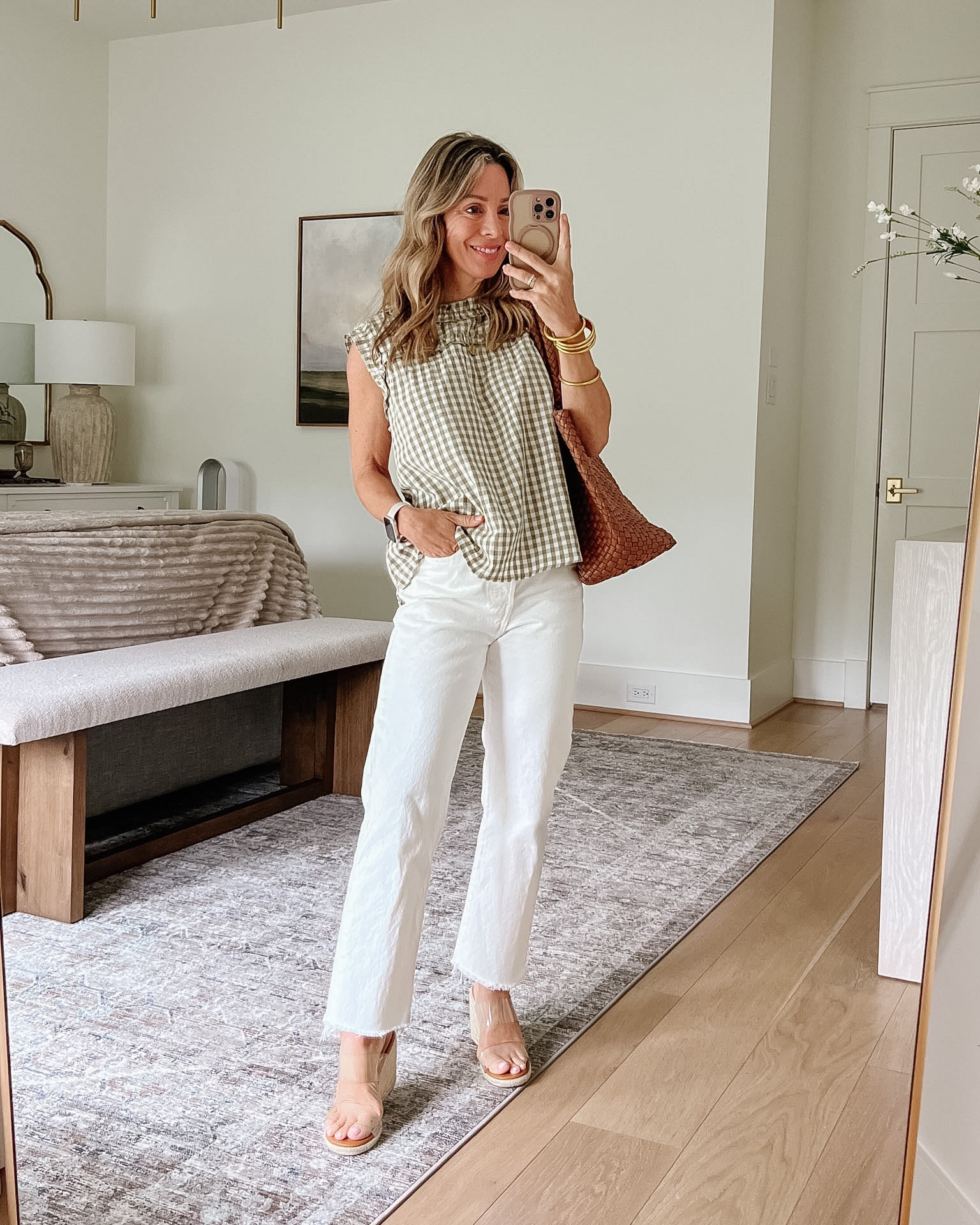 Amazon Gingham Top & White Jeans 

Top Fit: I’m wearing a Small
Jeans Fit: I’m wearing a 25

#LTKOver40 #LTKPetite #LTKSeasonal