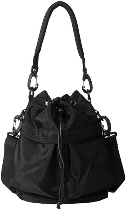 Women’s Drawstring Bucket Bag Nylon Crossbody Bag Tote Handbags Casual Hobo Shoulder Purse | Amazon (US)