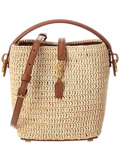 LE 37 Mini Raffia & Leather Bucket Bag | Gilt & Gilt City