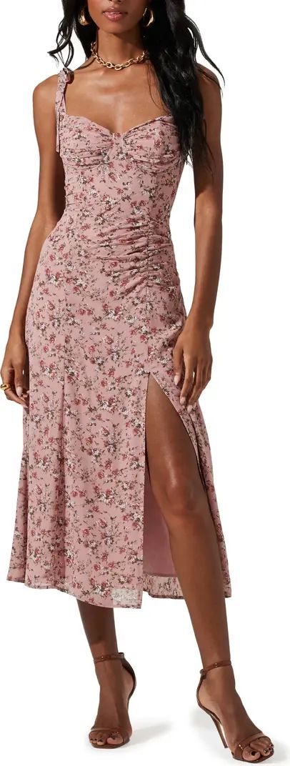 Floral Tie Strap Midi Dress | Nordstrom
