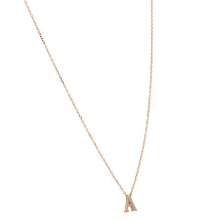 Small Initial Necklace Rose Gold 'A' Letter Pendant On A Chain | Walmart (US)