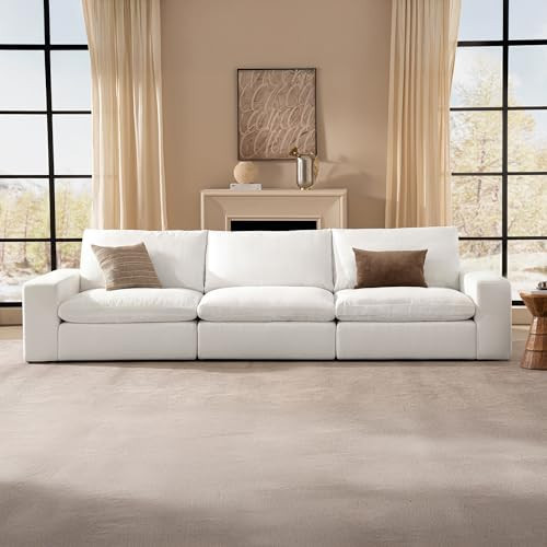 Vorthio Cloud Couch Sectional 110.2'' Oversized Modular Cloud Sofa White Comfy Couch Deep Seating with Washable Covers Cloud Couches for Living Room 3 Seater | Amazon (US)