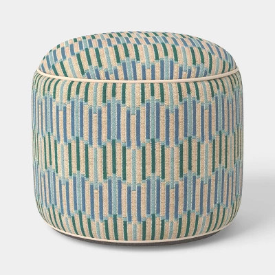 14"x20" Wavy Stripe Round Pouf Cool - Threshold™ | Target