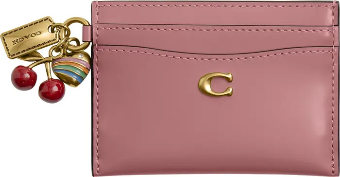 Charm Detail Leather Card Card | Nordstrom