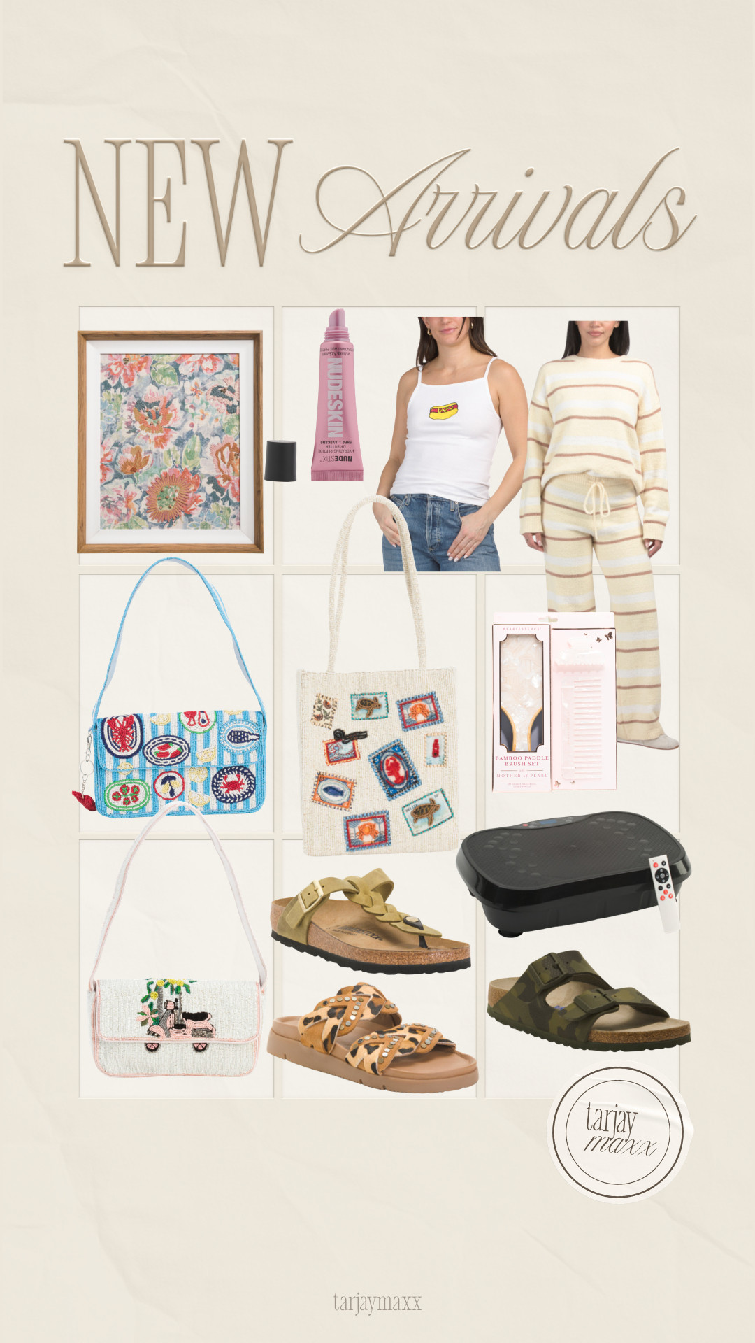 Marshalls new arrivals are SO good right now 🤍 found the cutest beaded bags (vacation-ready and statement-making), fresh Birkenstock arrivals in the best neutral shades, and easy lounge + everyday pieces that feel elevated but effortless.
Also — that floral lolol painting?? SO good for a gallery wall moment. The colors are perfect for layering into a warm, collected space if you’re refreshing your home for spring. The textured totes, layered sandals, and comfy sets are giving resort wear energy without the resort price tag. Definitely run, don’t walk for the Birks — they never stay stocked long.
gallery wall, date night outfits, sunday hoodie, statement coat, vacation outfits beach, winter denim, work outfits, valentines outfit women, resort wear, valentines day outfit women, marshalls finds, beaded bag trend, birkenstock sandals, spring outfit inspo, casual chic style, affordable fashion finds 

 #LTKvlog #LTKSeasonal #LTKHome