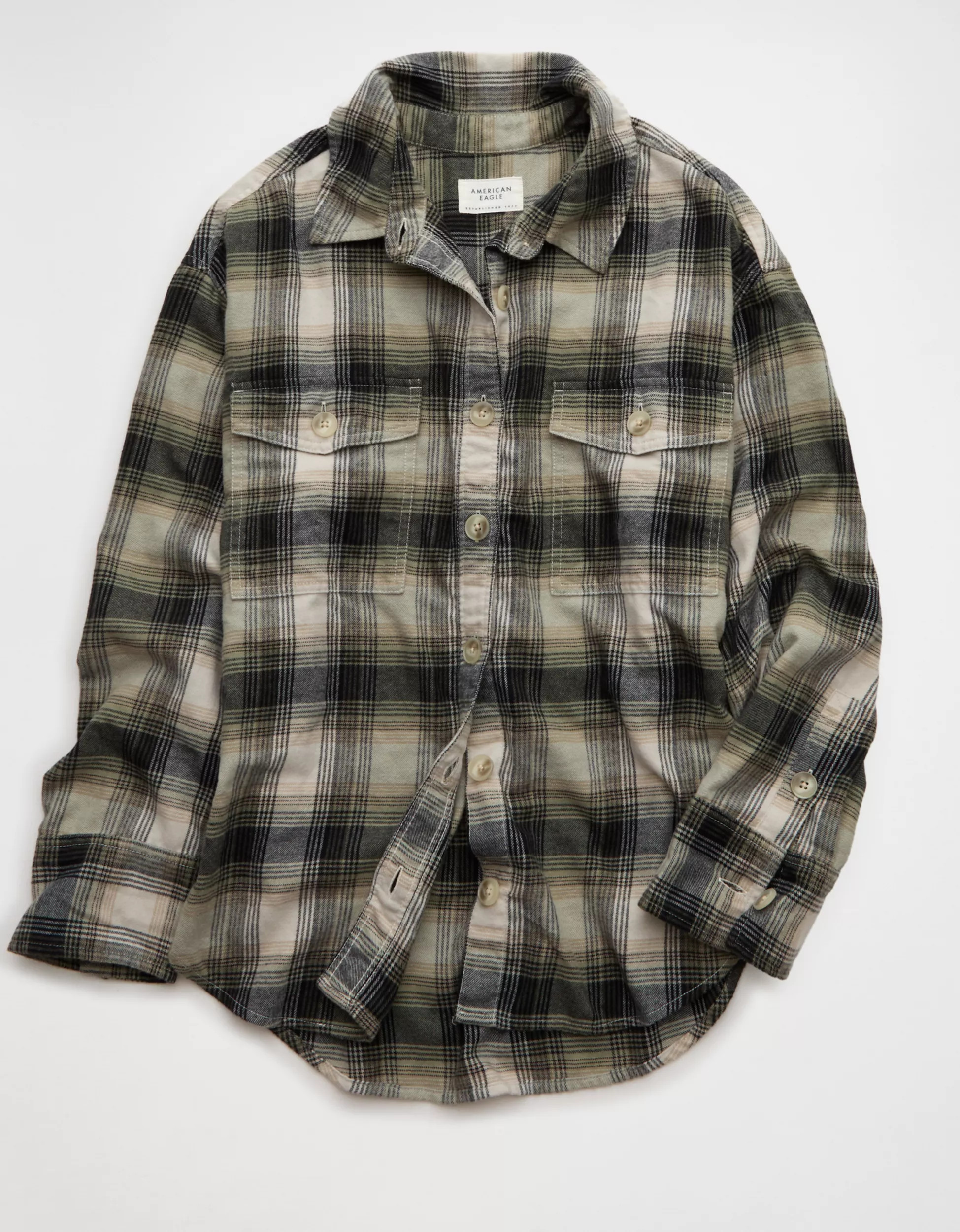 AE Plaid Button-Up Shirt | American Eagle Outfitters (US & CA)