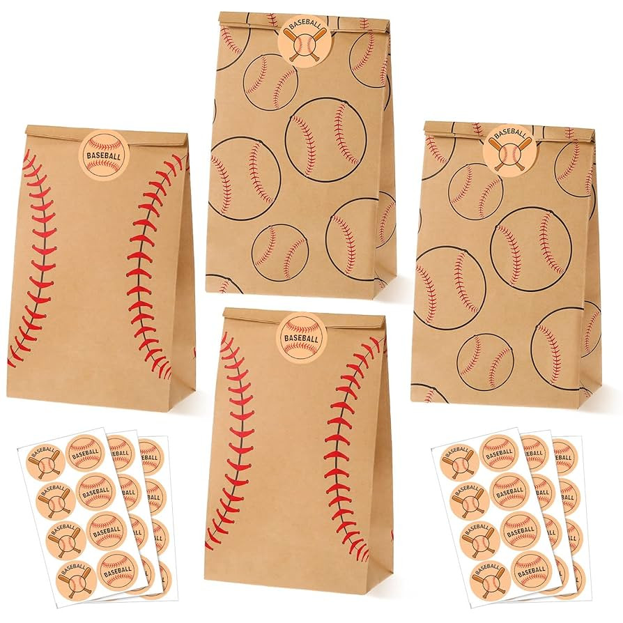 Nezyo 24 Pcs Baseball Gift Bags Team Party Favor Baseball Sport Candy Treat Goodie Snack Bags wit... | Amazon (US)